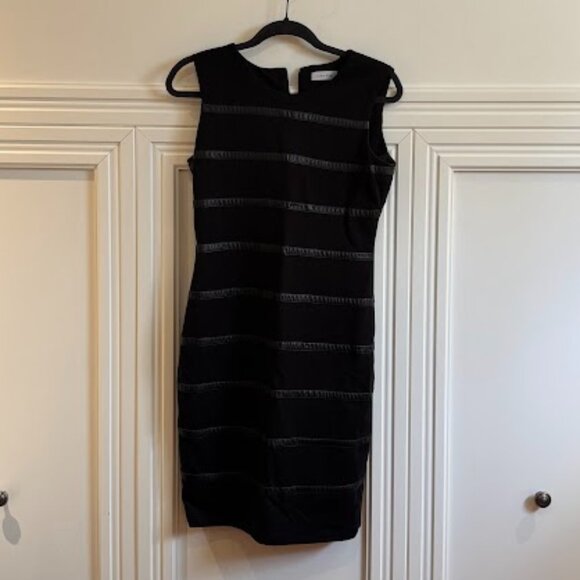 Calvin Klein Black Striped Dress - Size 6 - Picture 2 of 4
